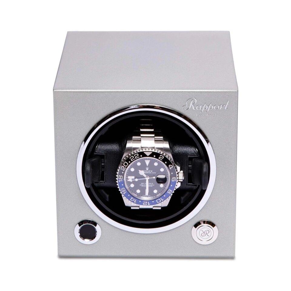 Rapport EVO45 Evolution Cube Watch Winder Platinum Silver