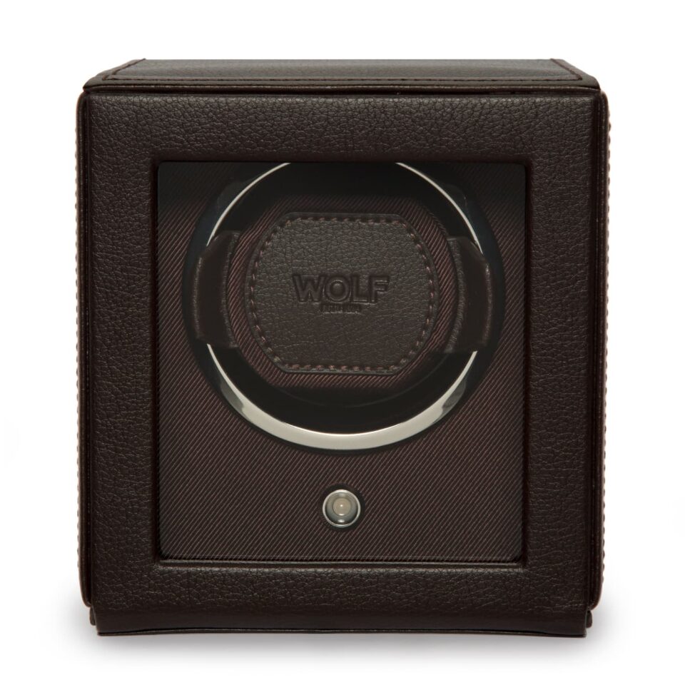 Wolf Cub Single Watch Winder with Cover Brown 461106