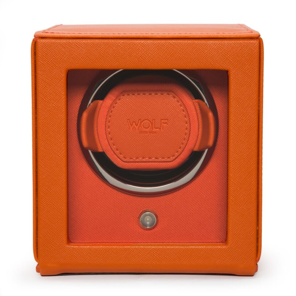 Wolf Cub Single Watch Winder with Cover Orange 461139