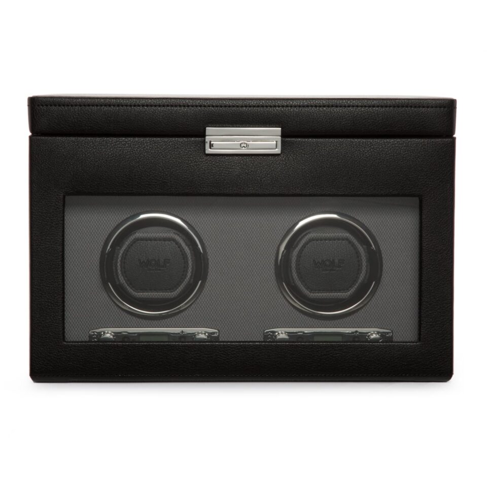 Wolf Viceroy Double Watch Winder with Storage Black 456202